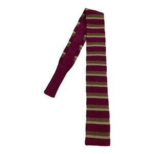 BURROWS Burgundy Striped Luxury Cotton Kint Tie W: 2.25" NWOT